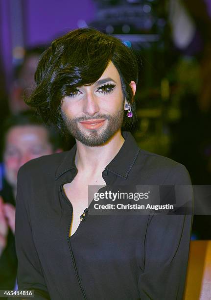 Conchita attends NDR Talkshow at NDR Studios on March 6, 2015 in Hamburg, Germany.