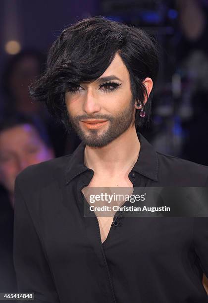 Conchita attends NDR Talkshow at NDR Studios on March 6, 2015 in Hamburg, Germany.