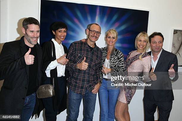 Jalil Lespert, Sonia Rolland, Terry Richardson, Laetitia Hallyday, Anne-Sophie Mignaux and Emmanuel Perrotin attend Art Exhibition at Galerie...