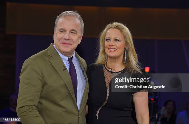 Hubertus Meyer-Burkhardt and Barbara Schoeneberger attend NDR Talkshow at NDR Studios on March 6, 2015 in Hamburg, Germany.