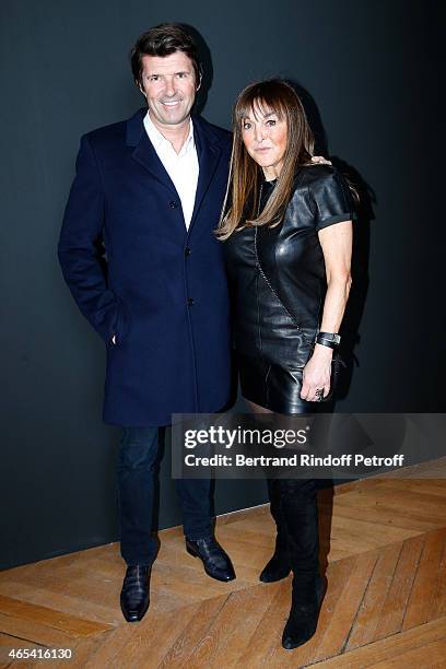 Paul-Emmanuel Reiffers and Babeth Djian attend the Jeanne Lanvin Retrospective : Opening Ceremony at Palais Galliera on March 6, 2015 in Paris,...