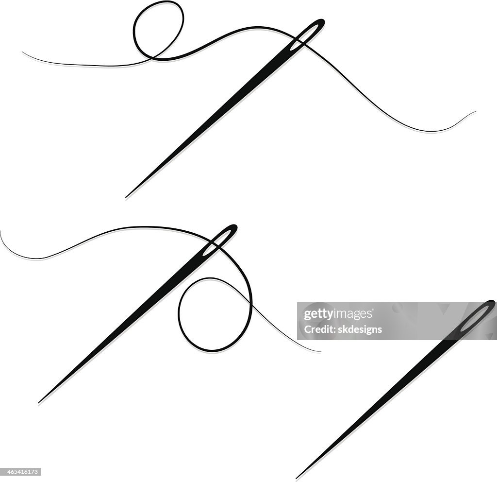 Nähen Nadeln und Thread-Design Elemente Set-Icons