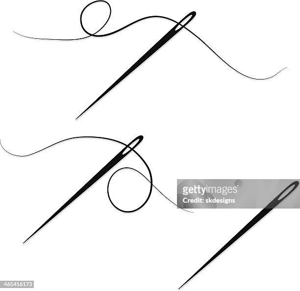 Sewing Needles And Thread Design Elements Set Icons High-Res Vector Graphic  - Getty Images