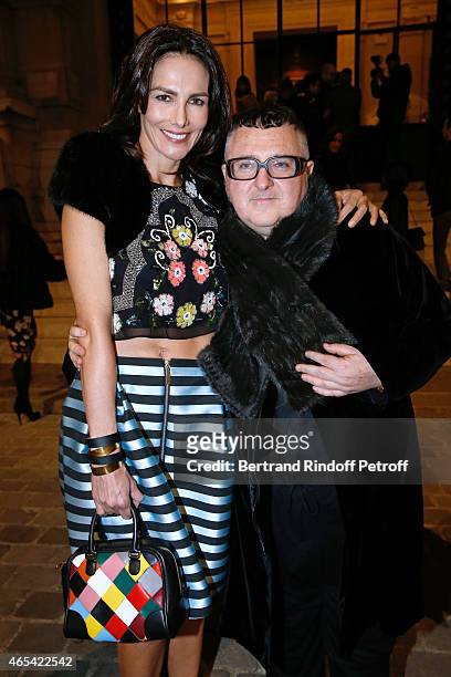 Adriana Abascal and Fashion Designer Alber Elbaz attend the Jeanne Lanvin Retrospective : Opening Ceremony at Palais Galliera on March 6, 2015 in...