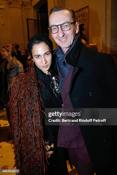 Delfina Delettrez Fendi and Bruno Frisoni attend the Jeanne Lanvin Retrospective : Opening Ceremony at Palais Galliera on March 6, 2015 in Paris,...