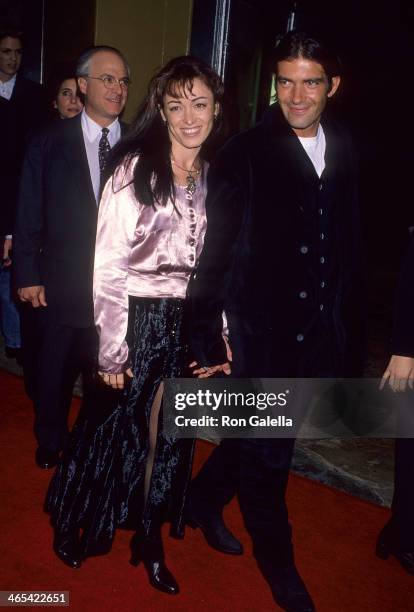 Actor Antonio Banderas and wife Ana Leza attend the "Reservoir Dogs" New York City Premiere on October 12, 1992 at the Loews 19th Street Theatre in...