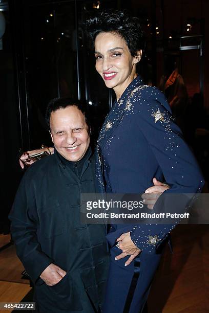 Azzedine Alaia, and Farida Khelfa Seydoux attend the Jeanne Lanvin Retrospective : Opening Ceremony at Palais Galliera on March 6, 2015 in Paris,...