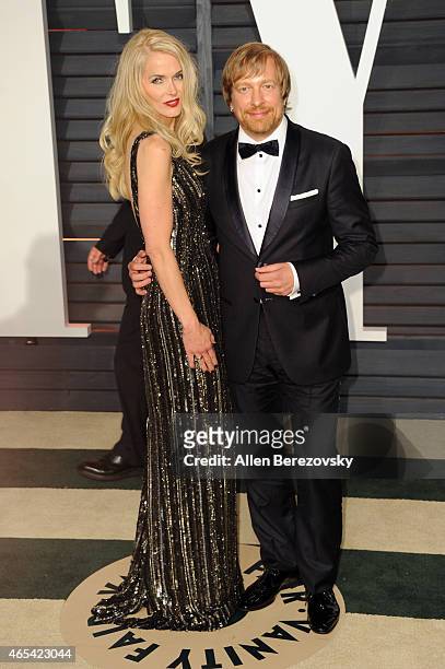 Janne Tyldum and director Morten Tyldum attend the 2015 Vanity Fair Oscar Party hosted by Graydon Carter at Wallis Annenberg Center for the...