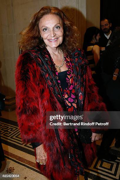 Diane de Furstenberg attend the Jeanne Lanvin Retrospective : Opening Ceremony at Palais Galliera on March 6, 2015 in Paris, France.