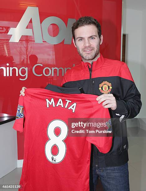 This picture of Juan Mata in a retro Manchester United shirt will