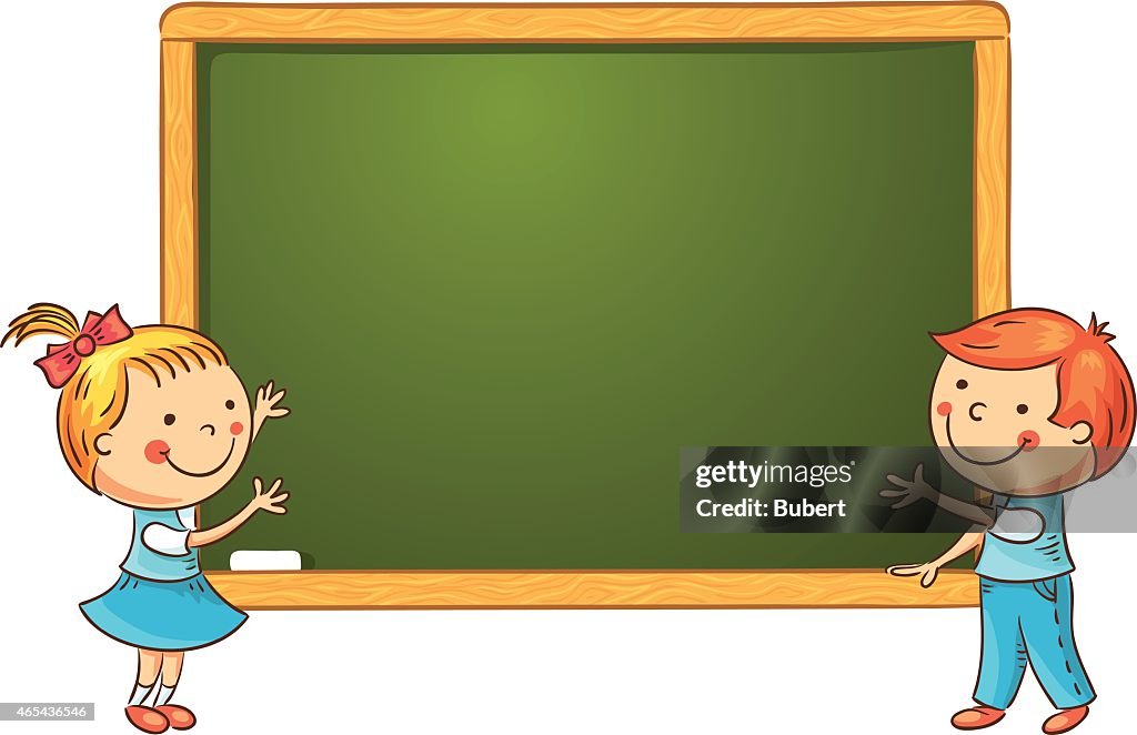 Cartoon Schoolkids At The Blackboard High-Res Vector Graphic - Getty Images