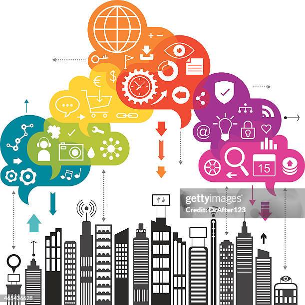 urban communication - outdoor security camera stock illustrations