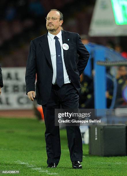 Rafael Benitez head coach of Napoli during the Serie A match between SSC Napoli and AC Chievo Verona at Stadio San Paolo on January 25, 2014 in...