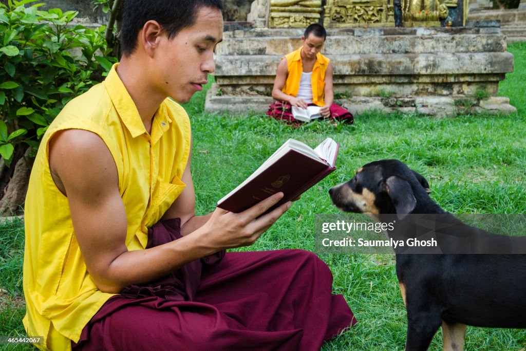 Monks celebrating Buddha Purnima