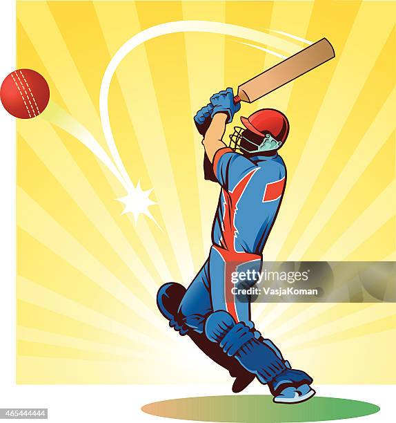 sport of cricket-schlagmann streiks am ball - cricketer stock-grafiken, -clipart, -cartoons und -symbole