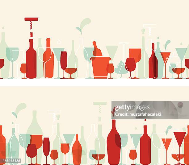 seamless wine banners with retro colours - cocktail 幅插畫檔、美工圖案、卡通及圖標