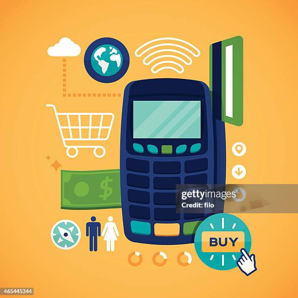 kreditkarten-transaktion und einkaufsmöglichkeiten - markt verkaufsstätte stock-grafiken, -clipart, -cartoons und -symbole