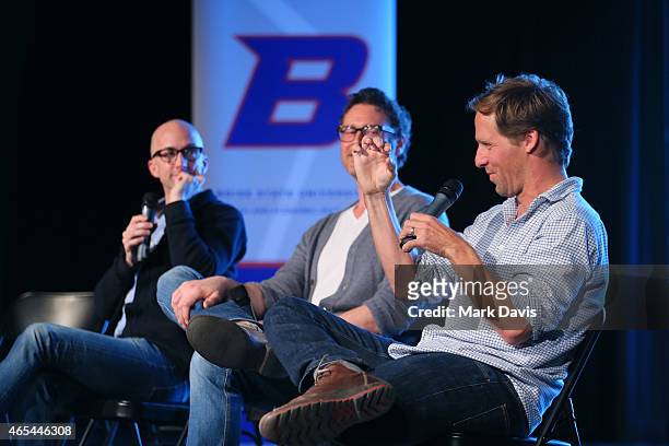 Jim Rash, Nat Faxon and Will McCormack attend the 4th Annual Sun Valley Film Festival "Screenwriters Lab" held at NexStage on March 6, 2015 in Sun...