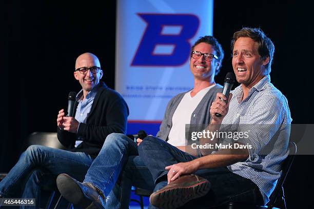 Jim Rash, Nat Faxon and Will McCormack attend the 4th Annual Sun Valley Film Festival "Screenwriters Lab" held at NexStage on March 6, 2015 in Sun...