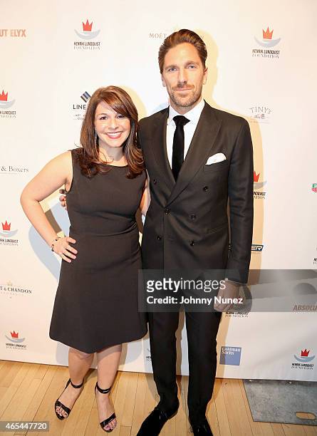 Meredith Wolff and NHL player Henrik Lundqvist attend An Evening "Behind The Mask" with the Henrik Lundqvist Foundation at Helen Mills Theater on...