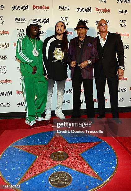 Flavor Flav, Steve Aoki, Joe Jackson and Johnny Brenden during produce/DJ Steve Aoki's Brenden "Celebrity" Star presentation at Palms Casino Resort...