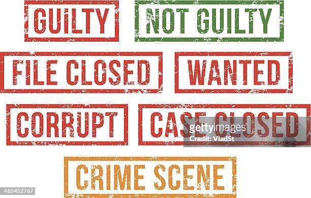 guilty, crime scene -  rubber stamps - guilty stock illustrations