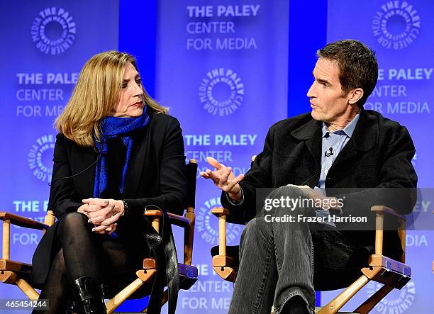 Producers Meredith Stiehm, Chip Johannessen on stage at The Paley Center For Media's 32nd Annual PALEYFEST LA - "Homeland" at Dolby Theatre on March...