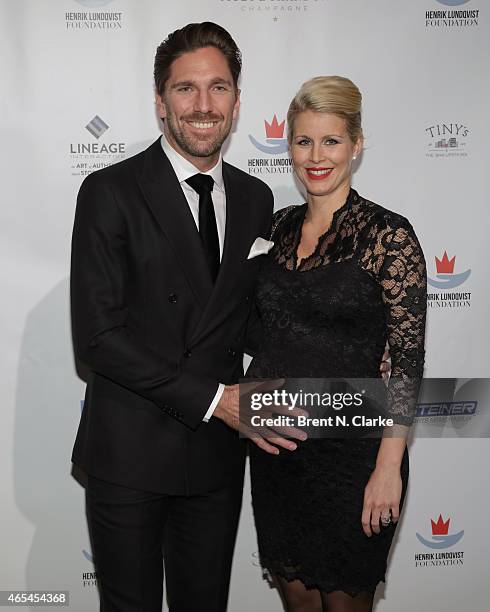 New York Rangers goaltender Henrik Lundqvist and his wife Therese Andersson arrive for An Evening "Behind The Mask" With The Henrik Lundqvist...