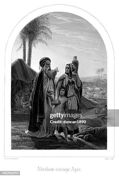 abraham sends hagar away - abraham bible stock illustrations