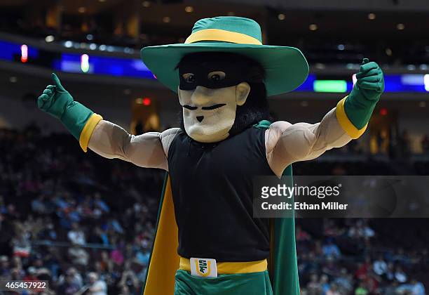 San Francisco Dons mascot The Don performs during the team's game against the Pacific Tigers during an opening-round game of the West Coast...