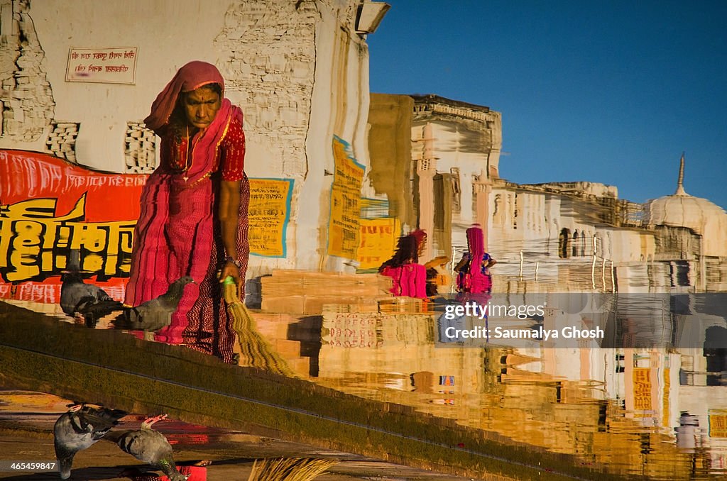 Reflection on the holy Pushkar lake