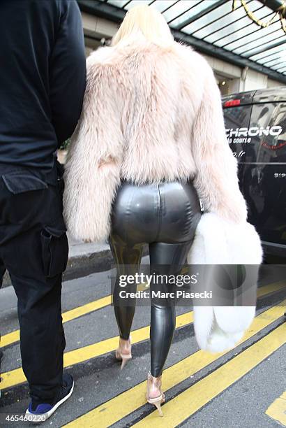 Kim Kardashian is seen on March 7, 2015 in Paris, France.