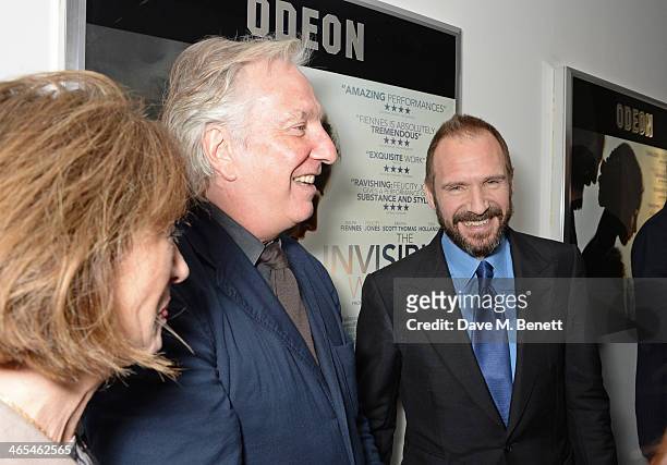 Alan Rickman and Ralph Fiennes attend the UK Premiere of "The Invisible Woman" at the ODEON Kensington on January 27, 2014 in London, England.