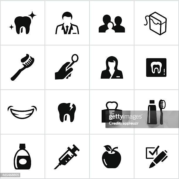 black dentist icons - black toothpaste stock illustrations