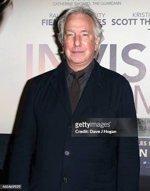 Alan Rickman attends the UK Premiere of "The Invisible Woman" at ODEON Kensington on January 27, 2014 in London, England.