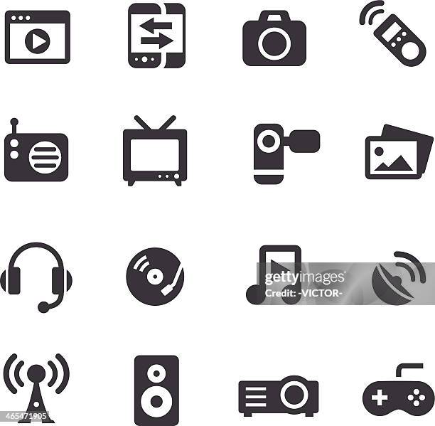 entertainment and media icons - acme series - satellite antenna icon stock illustrations