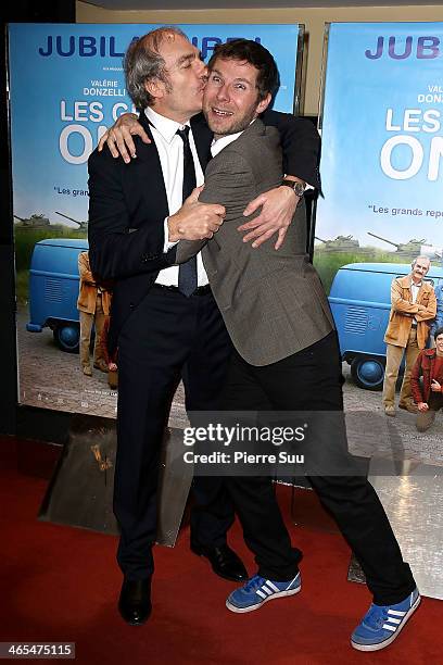 Michel Vuillermoz and Lionel Baier attend the premiere of "les grandes ondes" at UGC Cine Cite des Halles on January 27, 2014 in Paris, France.