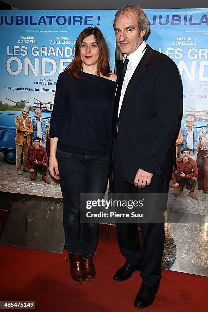 Valerie Donzelli and Michel Vuillermoz attend the premiere of "les grandes ondes" at UGC Cine Cite des Halles on January 27, 2014 in Paris, France.