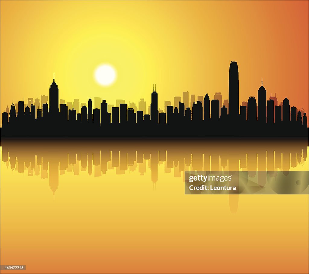 Hong Kong al tramonto (ogni edificio è mobili e completa)