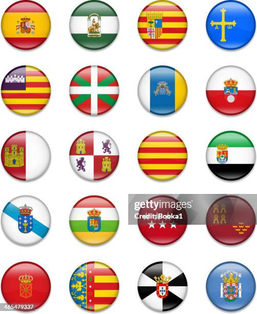 bildbanksillustrationer, clip art samt tecknat material och ikoner med spain autonomous communities button flag collection - aragonien