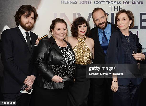 Tom Burke, Joanna Scanlan, Felicity Jones, Ralph Fiennes and Kristin Scott Thomas attend the UK Premiere of "The Invisible Woman" at the ODEON...