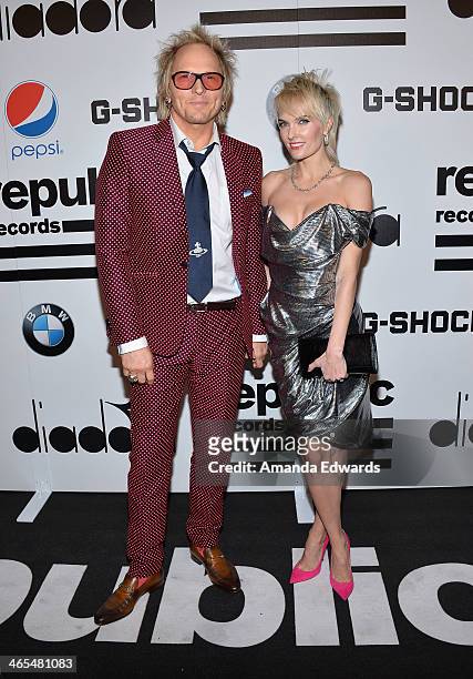 Musician Matt Sorum and his wife Ace Harper arrive at the Republic Records Post GRAMMY Party at 1 OAK on January 26, 2014 in West Hollywood,...