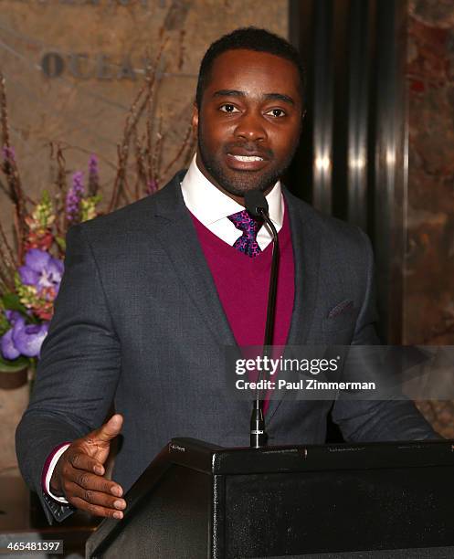 Hall of Famer Curtis Martin attends the #WhosGonnaWin Campaign launch at The Empire State Building on January 27, 2014 in New York City.