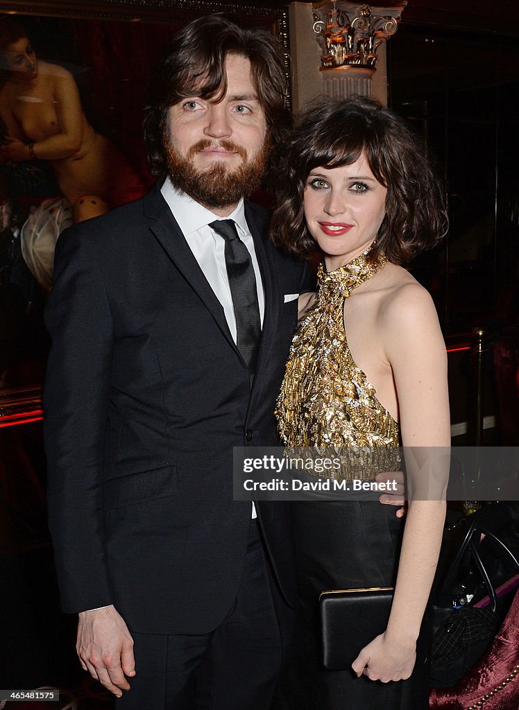 Tom Burke and Felicity Jones attend an after party celebrating the UK