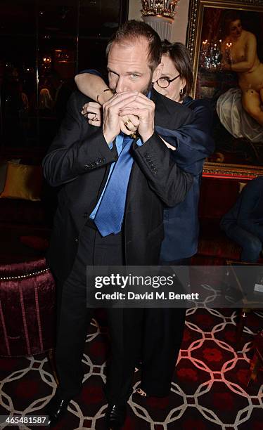 Ralph Fiennes and Kristin Scott Thomas attend an after party celebrating the UK Premiere of "The Invisible Woman" at No. 41 Mayfair on January 27,...