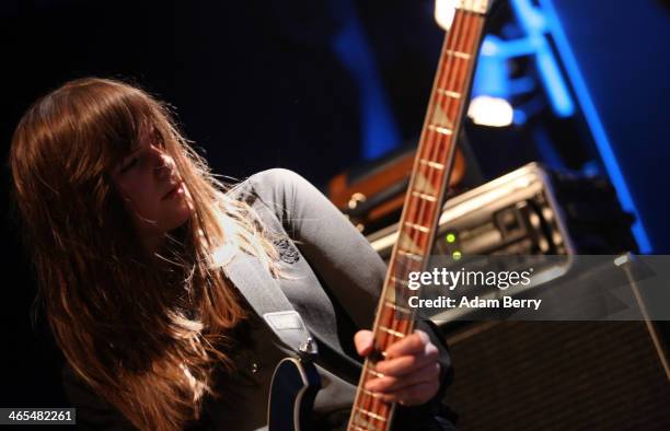 Bassist and singer Linn Froekedal of Norwegian band The Megaphonic Thrift opens for Stephen Malkmus and The Jicks during a concert at Postbahnhof on...