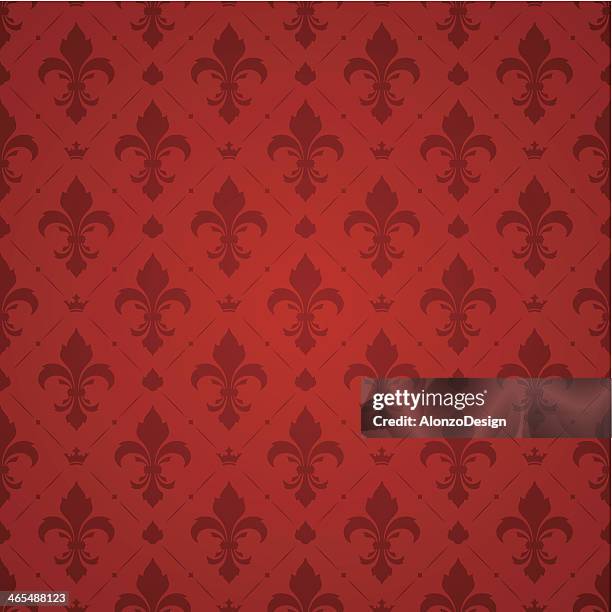 fleur de lys red pattern - fleur de lys stock illustrations