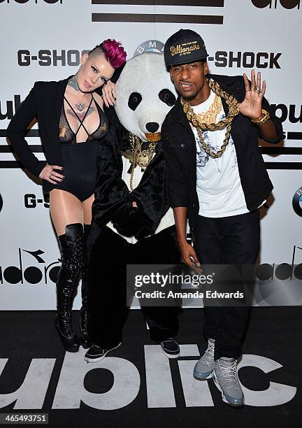 Recording artists Winter Rae and Lucas Kash of the band Fly Panda arrive at the Republic Records Post GRAMMY Party at 1 OAK on January 26, 2014 in...