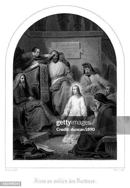 jesus among the doctors - jesus teaching stock illustrations