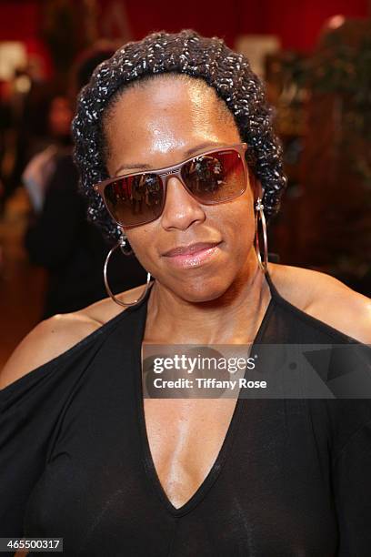 Actress Regina King wearing Carrera sunglasses with the Solstice Sunglasses and Safilo USA display at the GRAMMY Gift Lounge during the 56th GRAMMY...